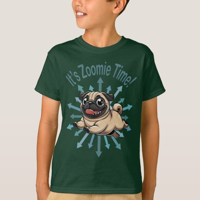 Camiseta É Zoomie Time Pug (Frente)