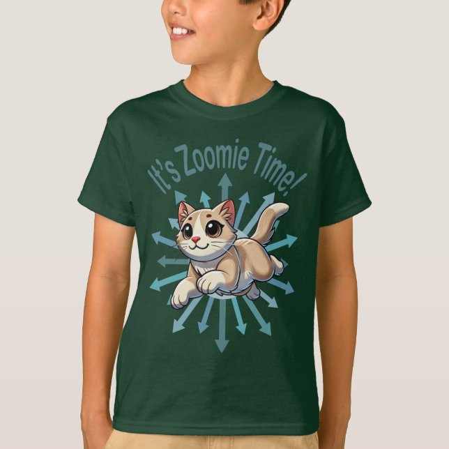 Camiseta É Zoomie Time Tan Bicolor Cat (Frente)