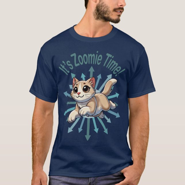 Camiseta É Zoomie Time Tan Bicolor Cat (Frente)