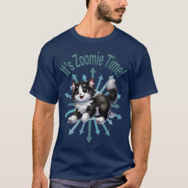 Camiseta É Zoomie Time White Black & White Cat