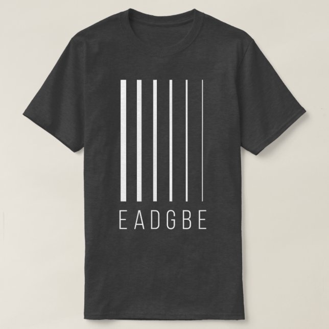 Camiseta EADGBE 6 String Guitar Player e Guitarrista - Lega (Frente do Design)