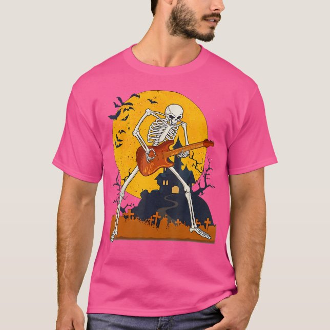 Camiseta Eagerlys Skeleton Tocando Violão Elétrico (Frente)