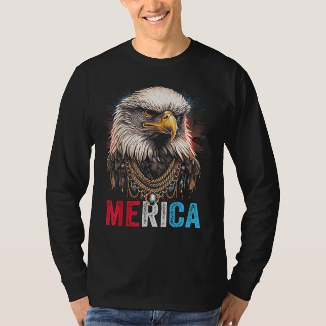 Camiseta Eagle  4th of July American Flag USA Patriotic Ame (Frente)