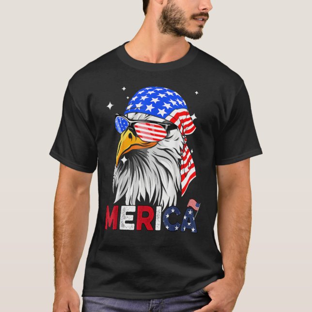 Camiseta Eagle American Flag 4th of July Merica Men Woman U (Frente)