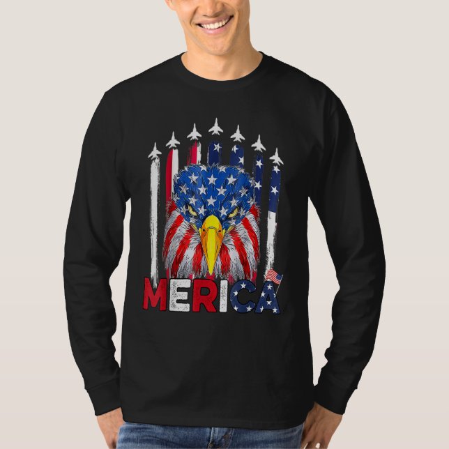 Camiseta Eagle American Flag 4th of July Merica Men Woman U (Frente)