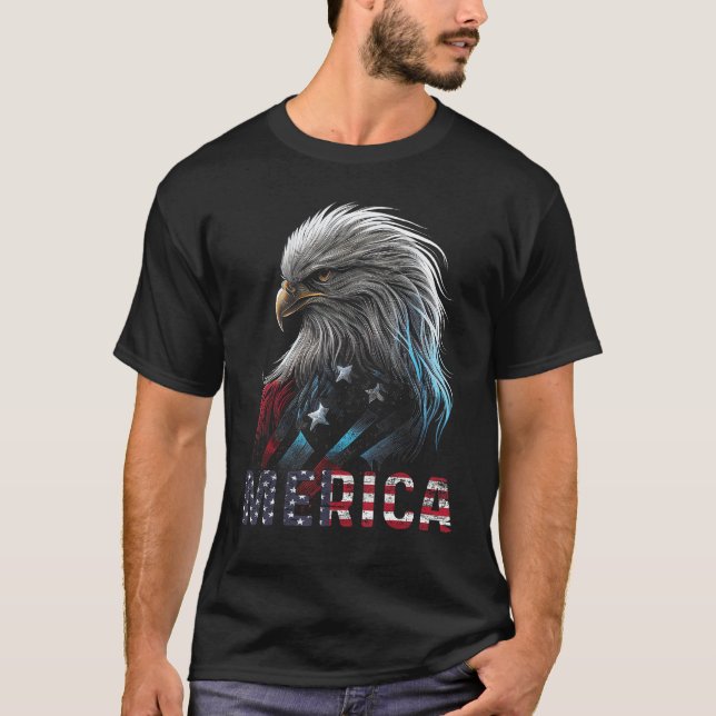 Camiseta Eagle American Flag USA Flag Mullet Eagle 4th of J (Frente)