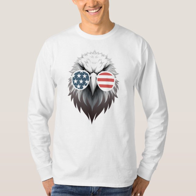Camiseta Eagle Art com óculos de sol da bandeira americana (Frente)