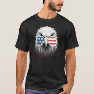 Camiseta Eagle Art com óculos de sol da bandeira americana