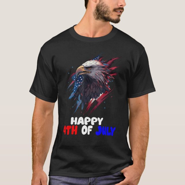 Camiseta Eagle Bird, 4 de julho, American Flag Veterans Mem (Frente)