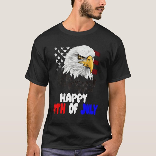 Camiseta Eagle Bird 4th of July American Flag Veterans Memo (Frente)