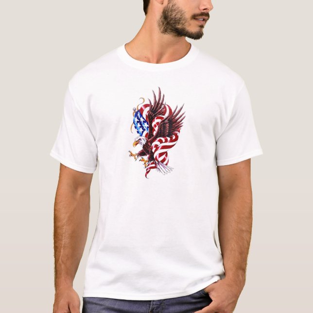Camiseta Eagle e estilo da ilustração do tatuagem da (Frente)
