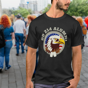 Camiseta Eagle Emblem USA Flag DD 214 Alumni Black