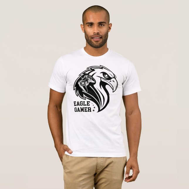 Camiseta Eagle gamer logo with gaming controller and fierce (Frente Completa)