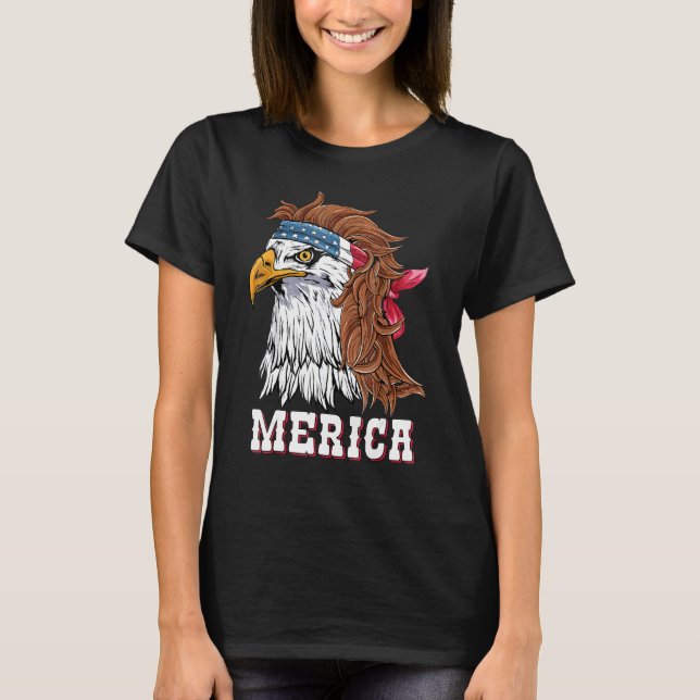 Camiseta Eagle Hair Mullet Merica American Flag Usa Celebra (Frente)