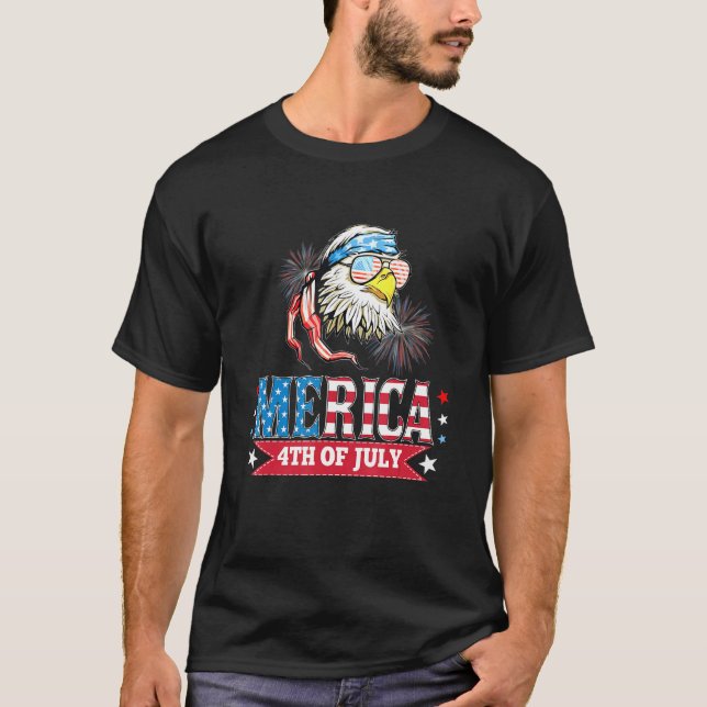 Camiseta Eagle Merica Dia 4 De Julho Da Independência (Frente)