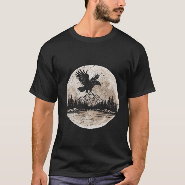 Camiseta Eagle Moon Forest Mountain Nature Lover Outdoor Hi (Frente)