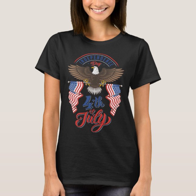 Camiseta Eagle Mulle  4th of July American Flag USA (Frente)