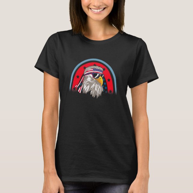 Camiseta Eagle Mullet 4 De Julho Dos Eua Flag Merica (Frente)
