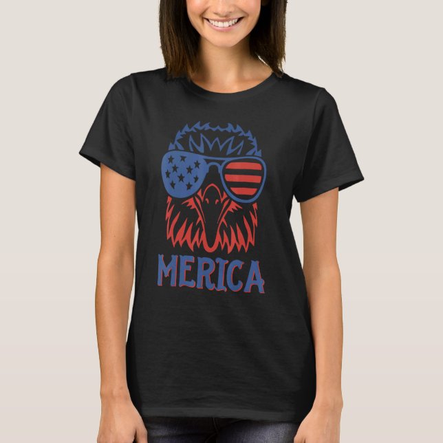 Camiseta Eagle Mullet 4 De Julho Dos Eua Flag Merica (Frente)