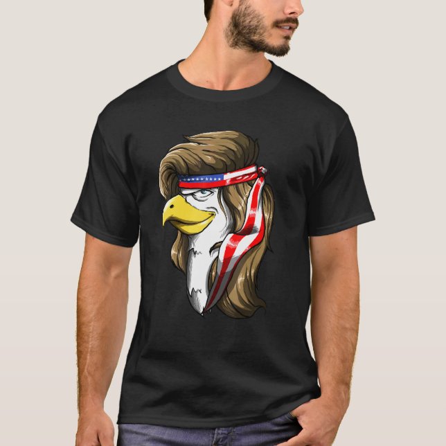Camiseta Eagle Mullet 4 De Julho Dos Eua Flag Merica (Frente)