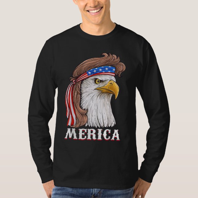 Camiseta Eagle Mullet 4 de julho EUA Flag Merica (Frente)