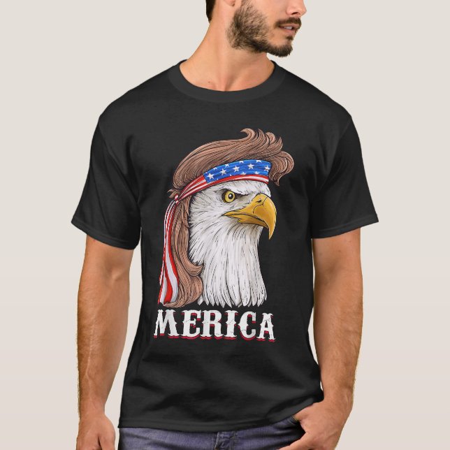 Camiseta Eagle Mullet 4 de julho EUA Flag Merica (Frente)