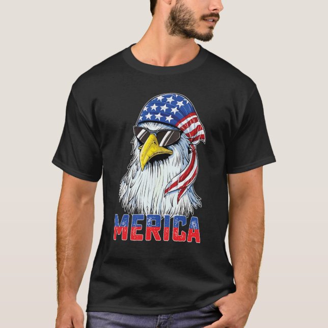 Camiseta Eagle Mullet 4 de julho EUA Flag Merica (Frente)