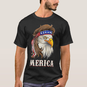 Camiseta Eagle Mullet 4 de julho Merica American Flag EUA