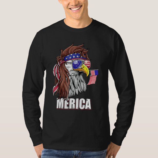 Camiseta Eagle Mullet 4th Of July USA American Flag Merica  (Frente)