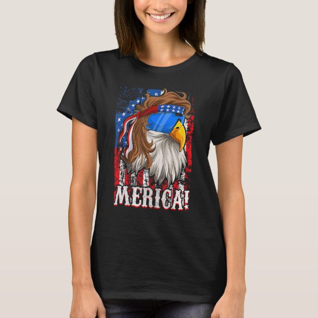 Camiseta Eagle Mullet American Flag Men Rapaz 4 De Julho (Frente)