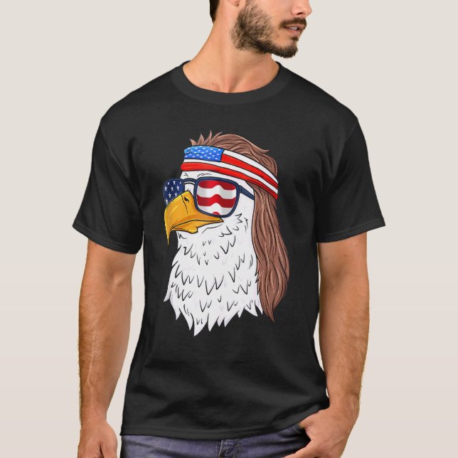 Camiseta Eagle Mullet Merica 4 De Julho Bandeira Americana (Frente)