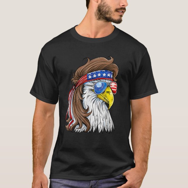 Camiseta Eagle Mullet Óculos Solares American Flag Usa 4th  (Frente)