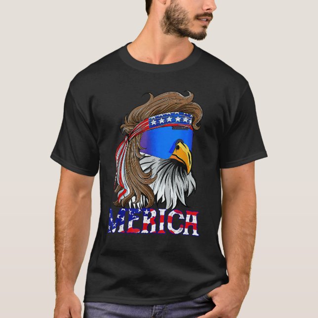 Camiseta Eagle Mullet Sunglasses Merica 4th Of July USA Ame (Frente)