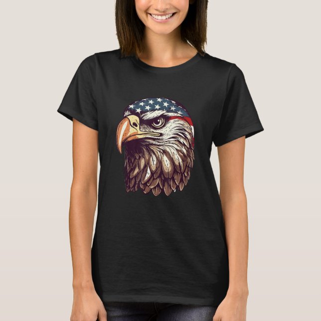 Camiseta Eagle Of Freedom Merica Patriotic USA Flag 4th of  (Frente)