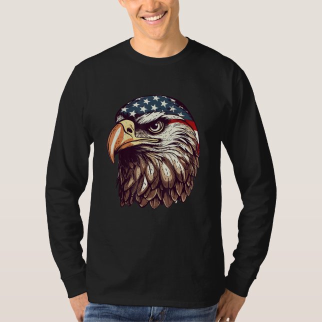 Camiseta Eagle Of Freedom Merica Patriotic USA Flag 4th of  (Frente)