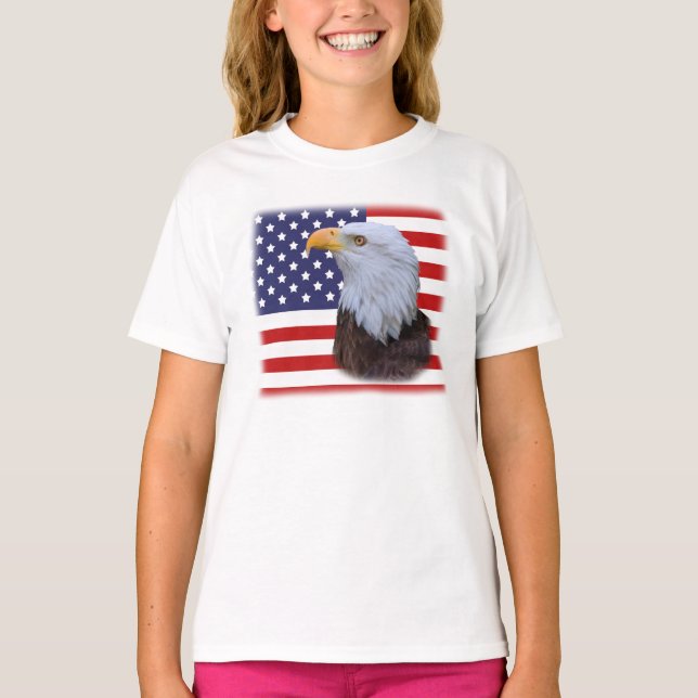Camiseta Eagle patriótico e bandeira dos EUA (Frente)