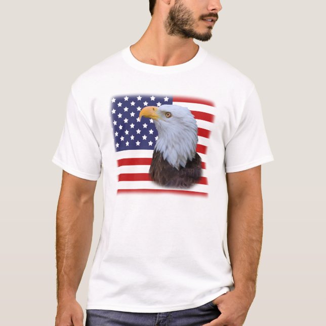 Camiseta Eagle patriótico e bandeira dos EUA (Frente)