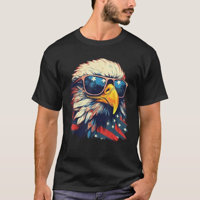 Camiseta Eagle Proud Patriotic American US Flag 4th Of July (Frente)