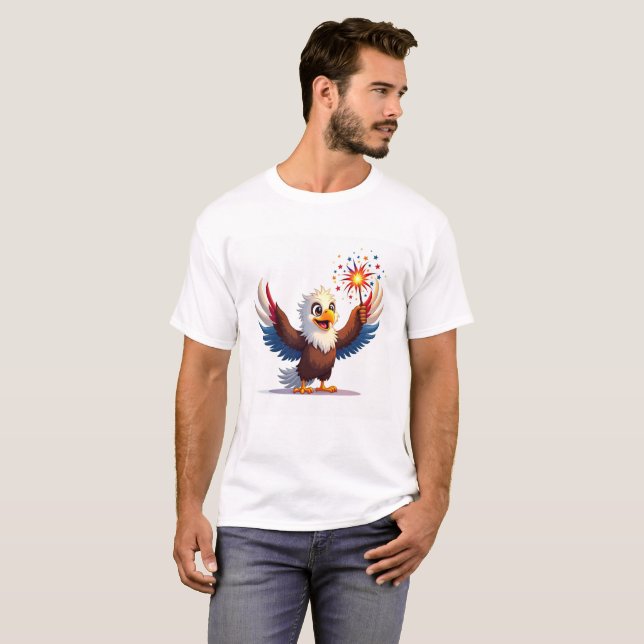 Camiseta Eagle Sparkler 4th of July Shirt (Frente Completa)