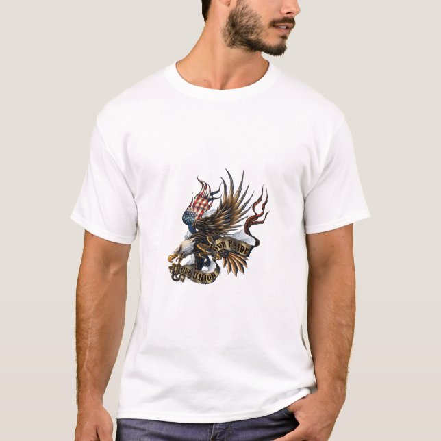 Camiseta Eagle Spirit USA T-Shirt - Americano Negrito e Org (Frente)