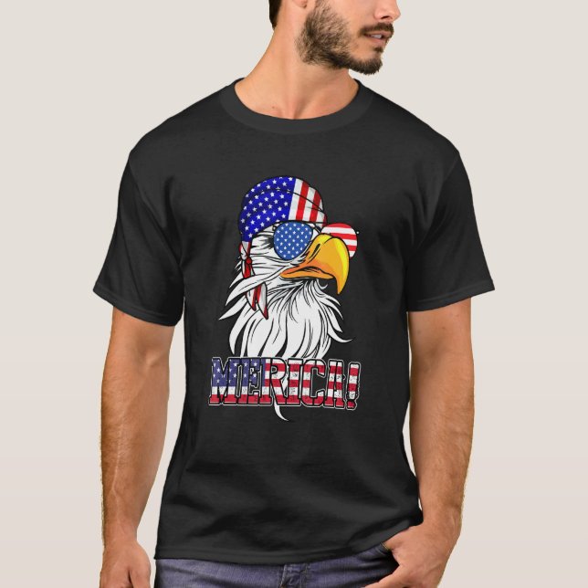 Camiseta Eagle Sunglass Bandana American Flag 4th Of J (Frente)