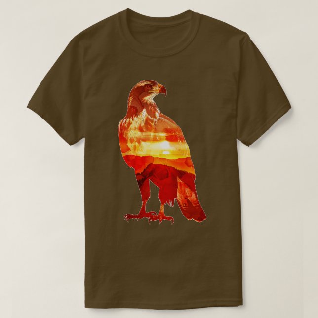 Camiseta Eagle Sunset Dupla Exposição (Frente do Design)