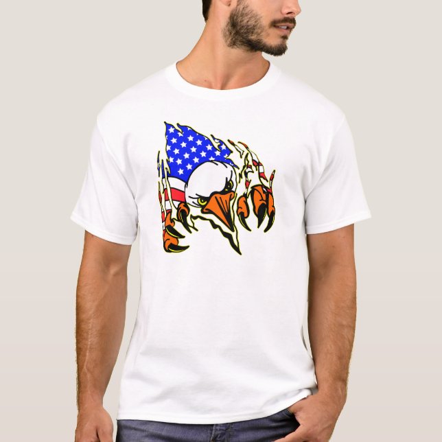 Camiseta Eagle Tearout com tatuagem da bandeira americana (Frente)