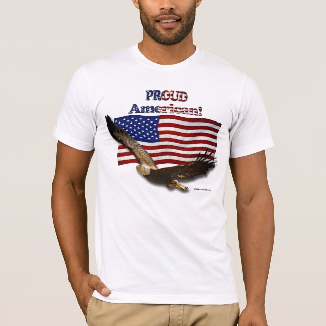 Camiseta Eagle & US FLAG Orgulhosa T-Shirt Americana (Frente)