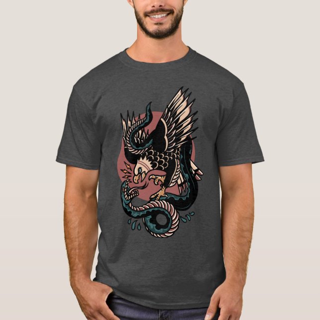 Camiseta Eagle Versus Snakeraditionalattoo funny (Frente)