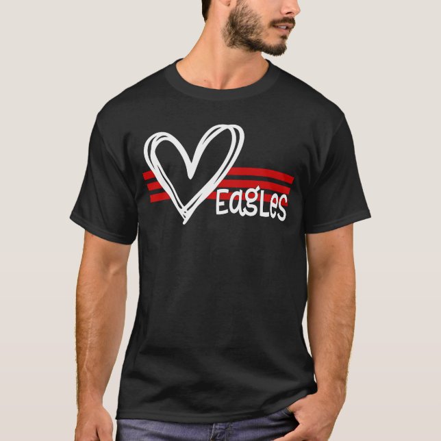 Camiseta Eagles Pride Teams School Spirit Sports Red Heart (Frente)
