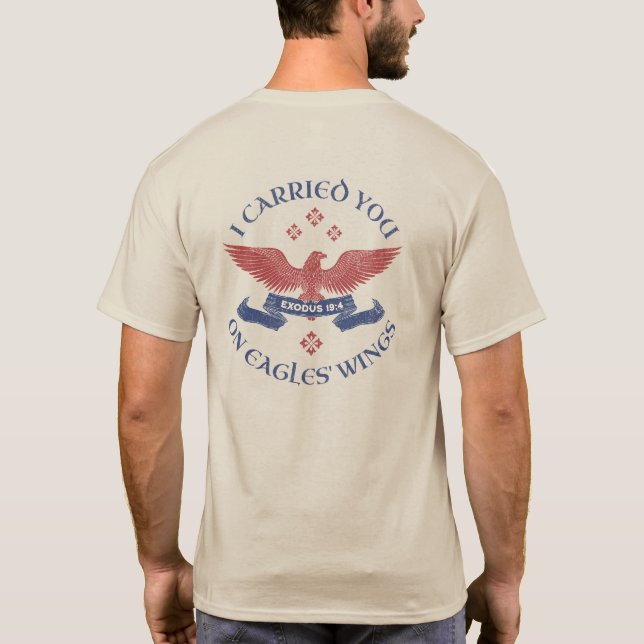 Camiseta Eagle's Wings Scripture Exodus 19:4 Red/Blue (Verso)