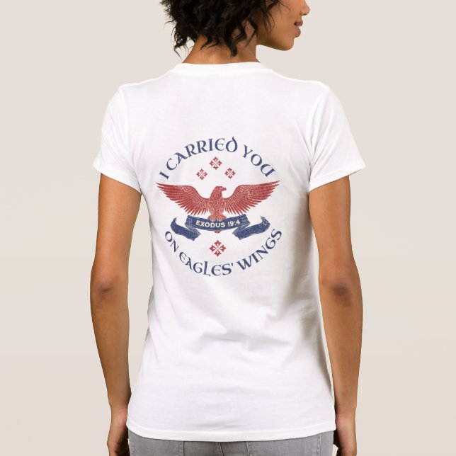 Camiseta Eagle's Wings Scripture Exodus 19:4 Red/Blue (Verso)