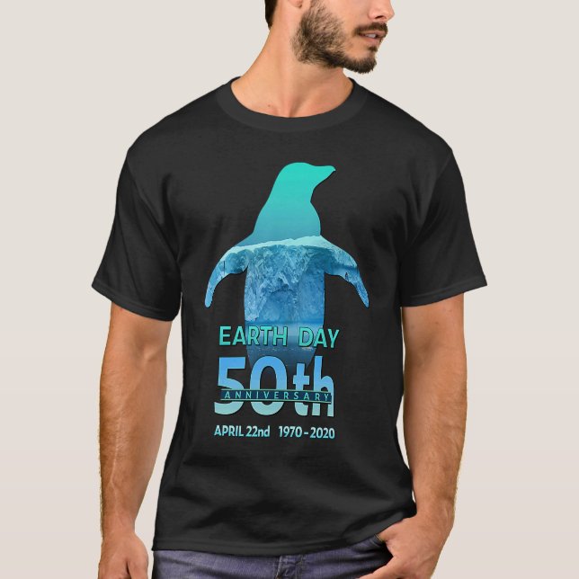 Camiseta Earth Day 50th Anniversary Penguin Silhouette (Frente)