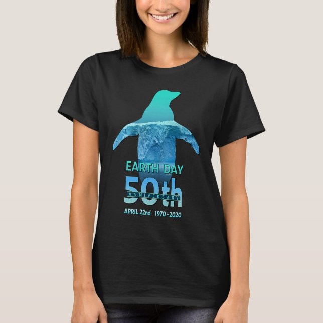Camiseta Earth Day 50th Anniversary Penguin Silhouette (Frente)